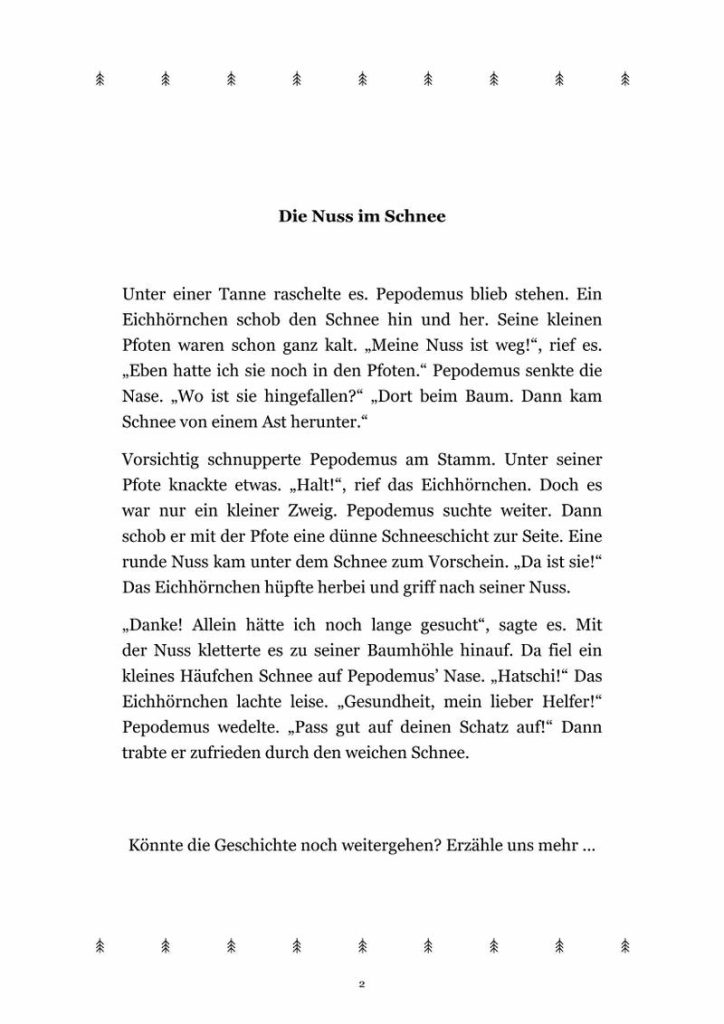 Blick ins Buch: Pepodemus und Freunde – Besuch im Winterwald, Seite 1